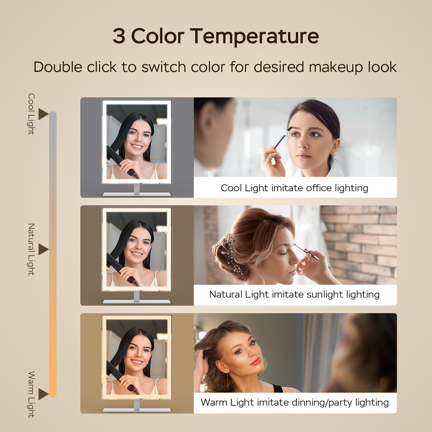 Professional Dimmable LED Vanity Mirror with True Color Lighting