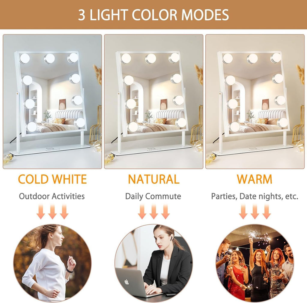 Professional Hollywood LED Makeup Mirror with 360° Rotation