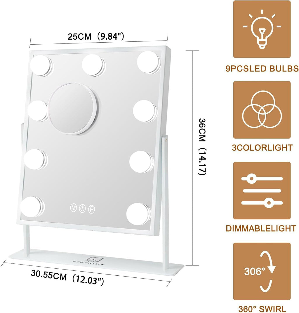 Professional Hollywood LED Makeup Mirror with 360° Rotation