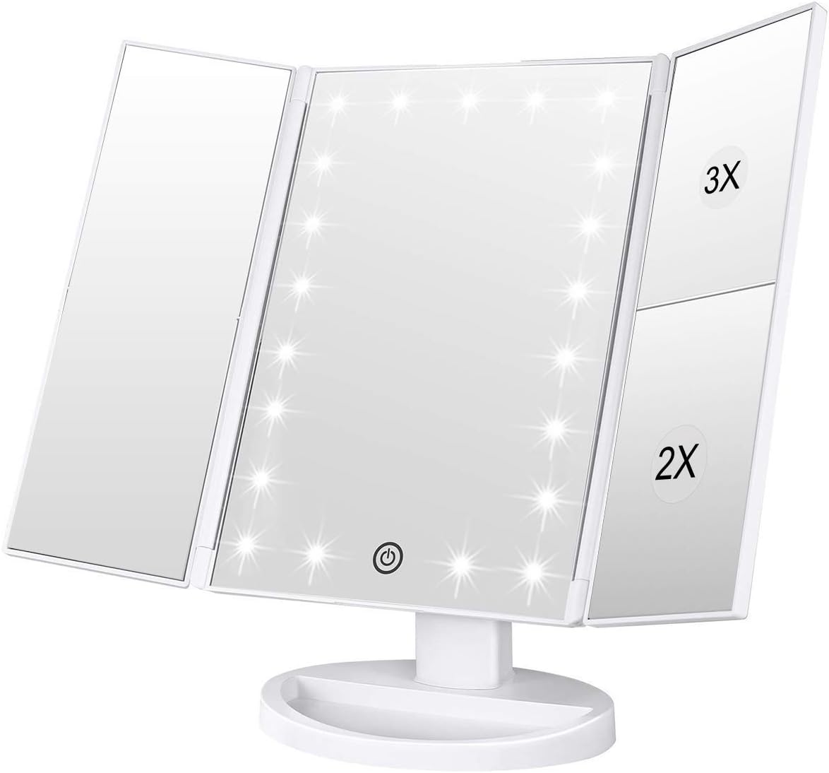 Professional Tri-Fold LED Makeup Mirror with Multiple Viewing Angles
