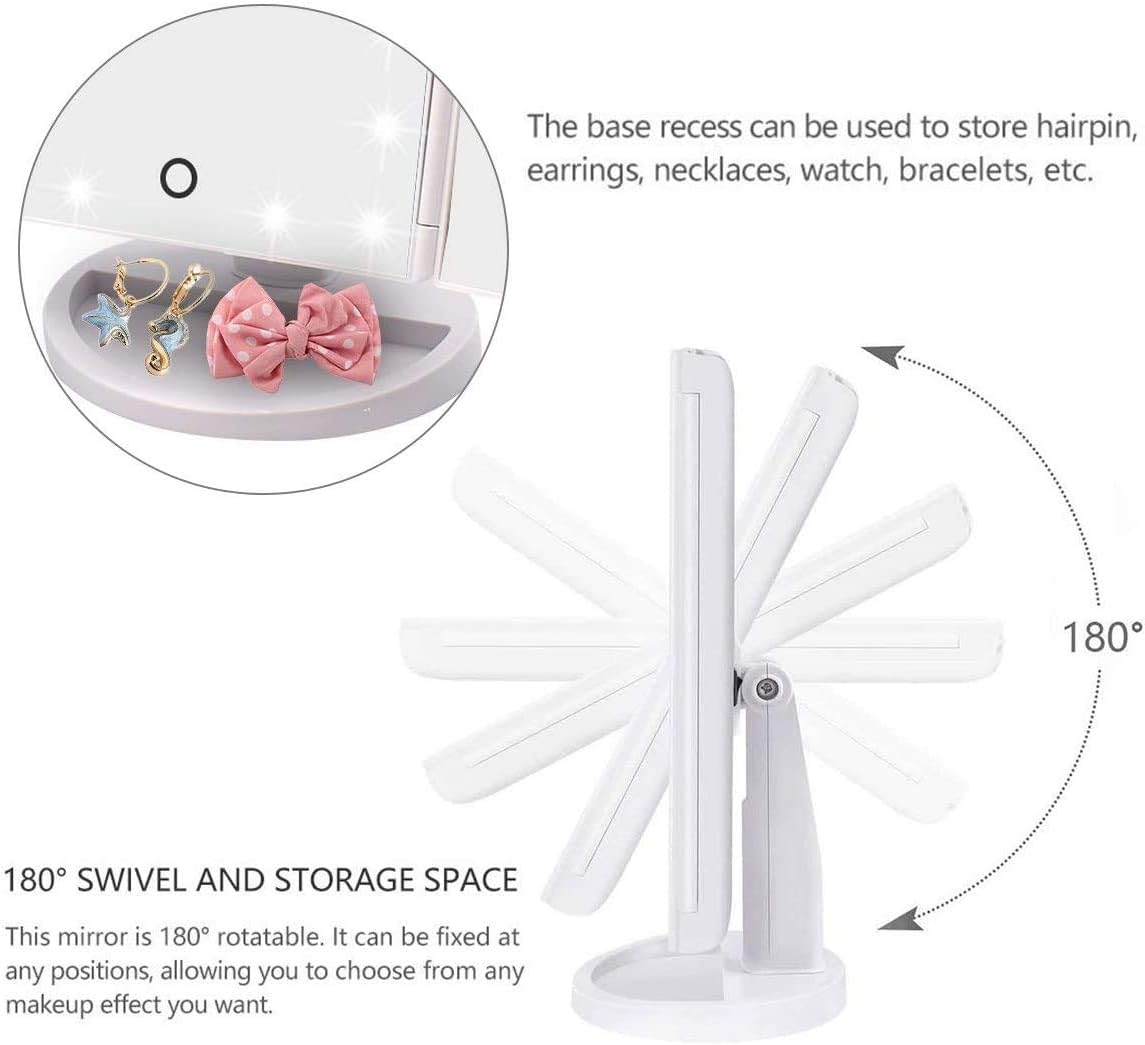 Professional Tri-Fold LED Makeup Mirror with Multiple Viewing Angles